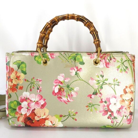 🌸 PRISTINE Gucci Limited Edition Floral Bamboo Tote  Exclusive, Made in Italy 🌸 - Picture 1 of 10